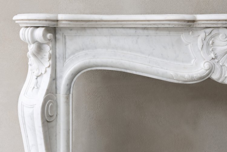 Louis XV stil Kaminmaske Carrara Marmor